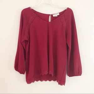 Crescent Stitch Fix Maroon Scalloped Blouse LP
